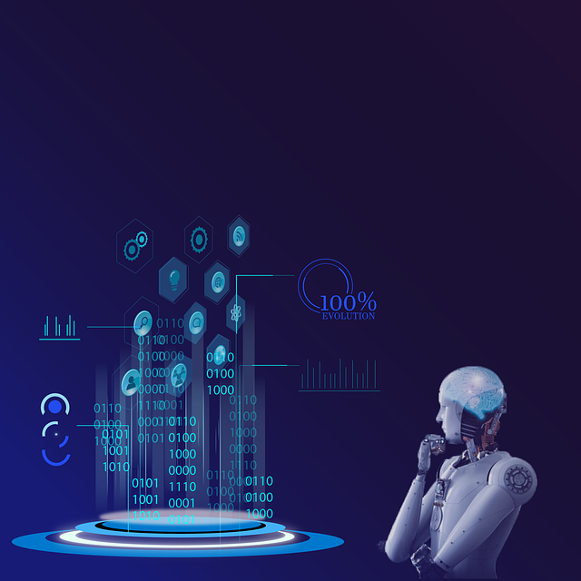 A robot sitting in front of a projected image that contains numbers.