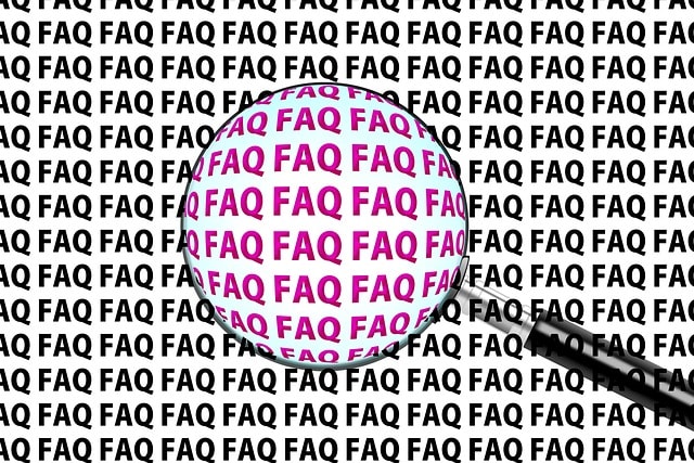 A magnifying glass over the words "FAQ."