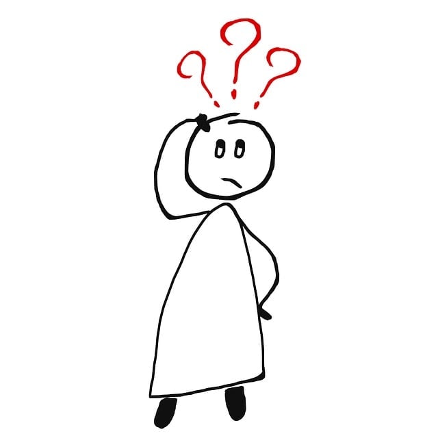 An illustration of a person with question marks on their head.