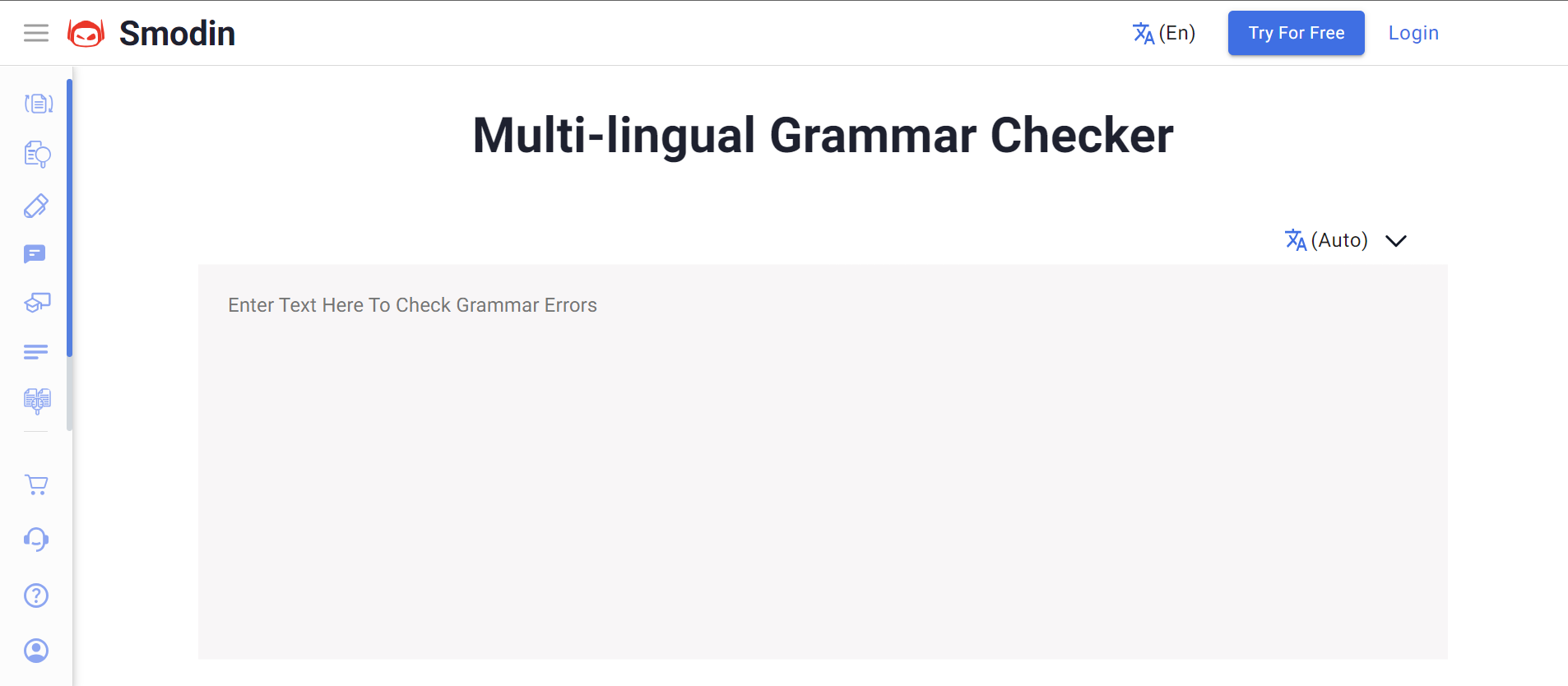 Smodin's screenshot of its Grammar Checker tool.