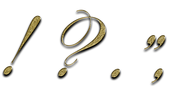 Punctuation marks in golden fonts.