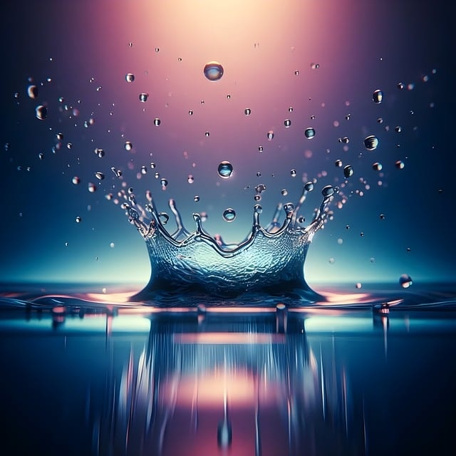 An AI image showing water droplets going upward.