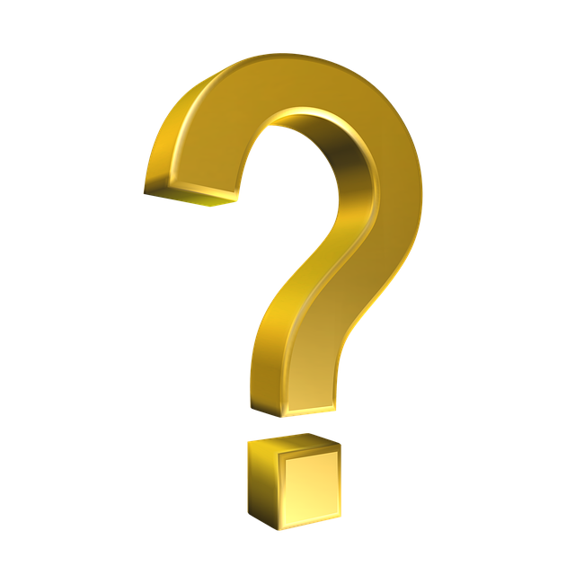 A gold question mark on a white background.