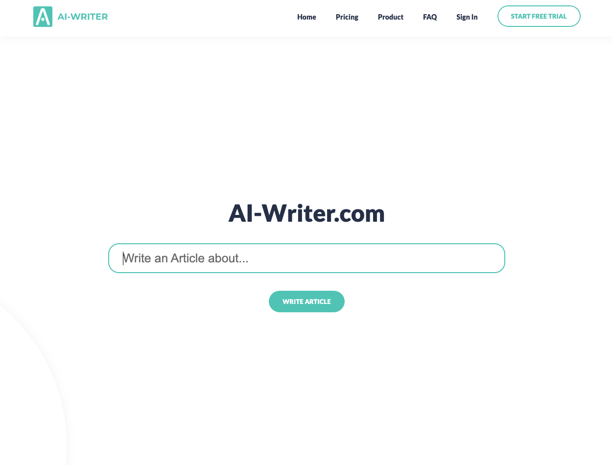 Smodin’s screenshot of AI Writer’s homepage. 