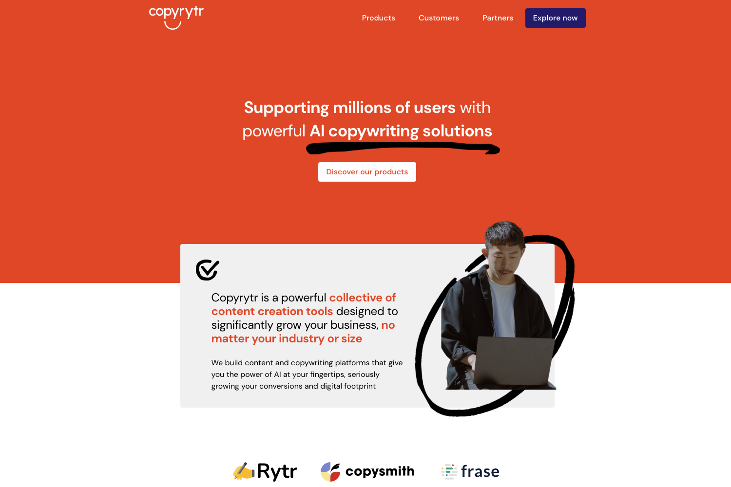 Smodin’s screenshot of Copysmith, aka Copyrtr’s homepage. 