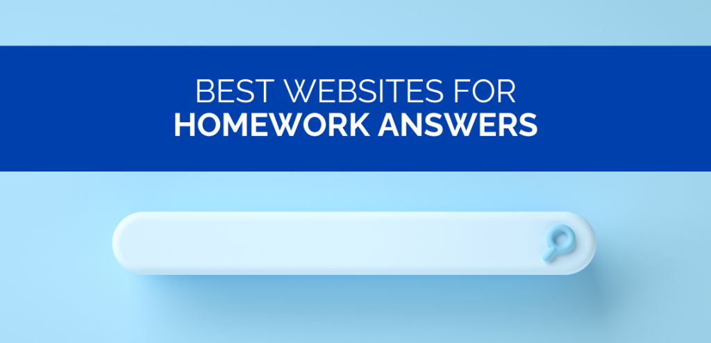 Smodin graphic with white text "Best Websites For Homework Answers" on a blue banner over a search bar.