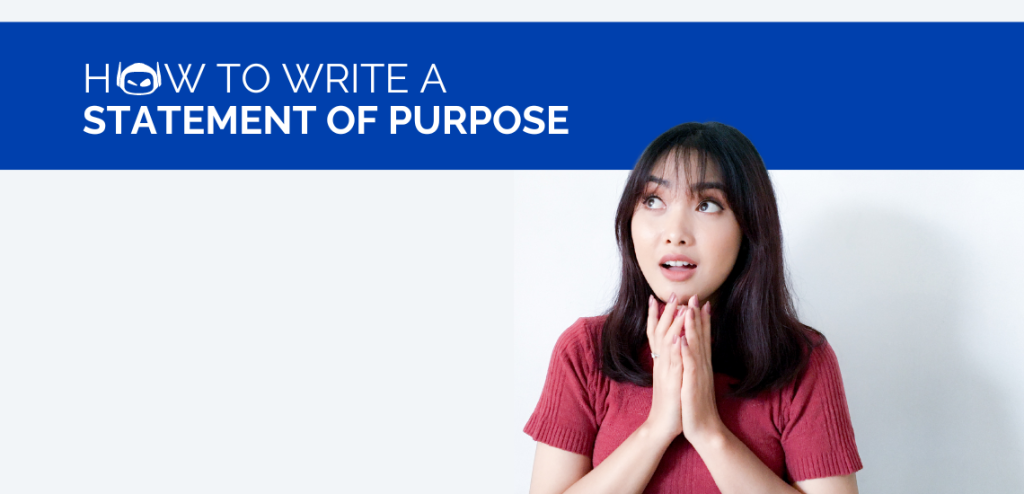 Smodin graphic of an amazed woman with her hands on her chin looking up at text "how to write a statement of purpose".