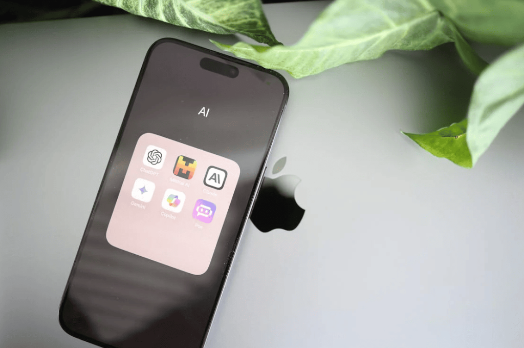 AI apps showing on a mobile device. 