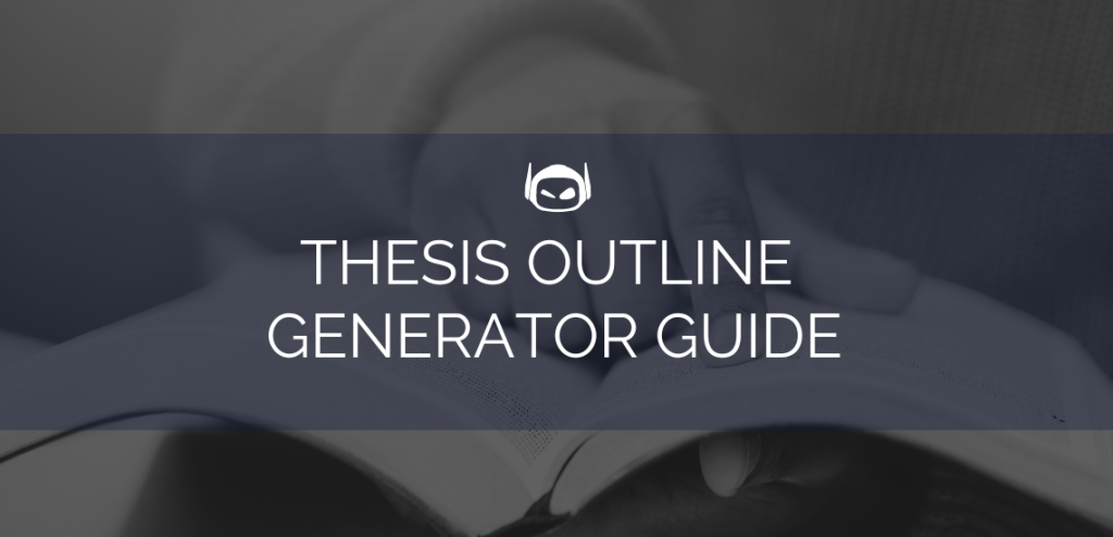 Smodin graphic of a "Thesis Outline Generator Guide" banner, featuring an open book background and the Smodin logo.