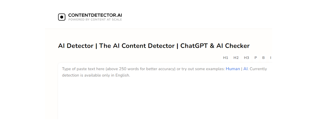 Smodin screenshot of content detector AI’s homepage. 