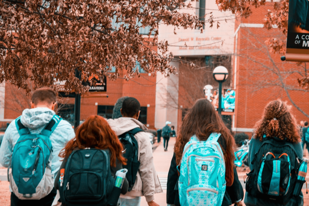 Students going to college. 