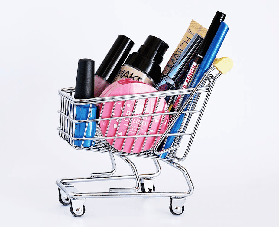 Products in a shopping cart. 