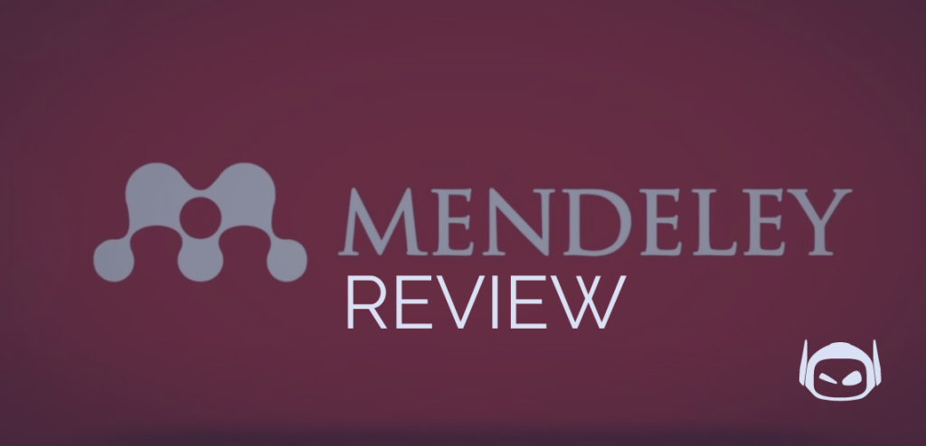 Smodin graphic of the Mendeley logo on a red background with the word "REVIEW" below it and the Smodin icon in the corner.