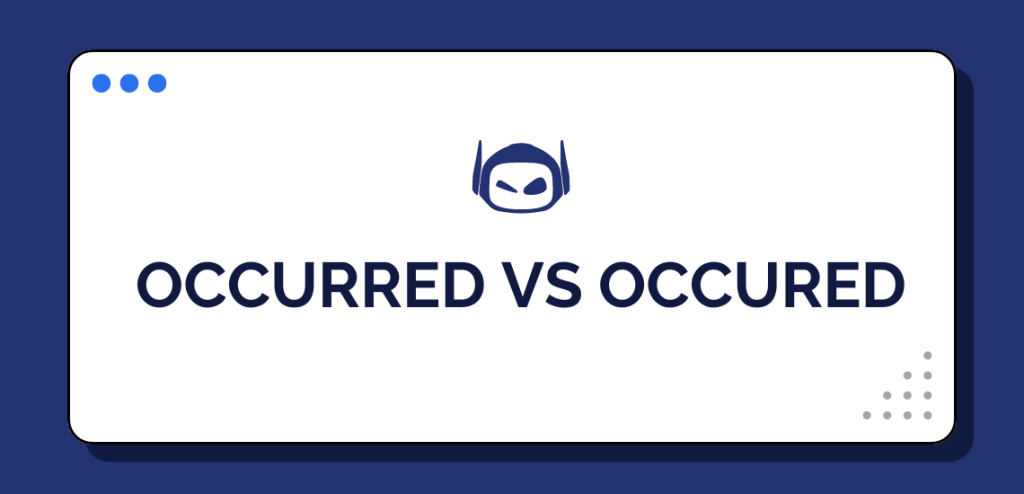 Smodin graphic of the phrase "Occurred vs Occured" in bold text, featuring the Smodin logo centered on a white background.