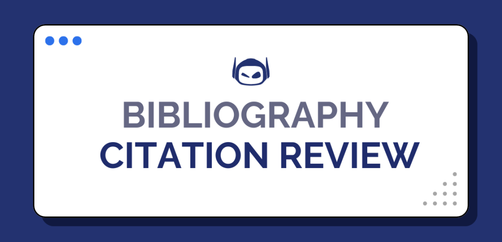 Smodin graphic of "Bibliography Citation Review" with the Smodin logo above the text, displayed in a window-like design.