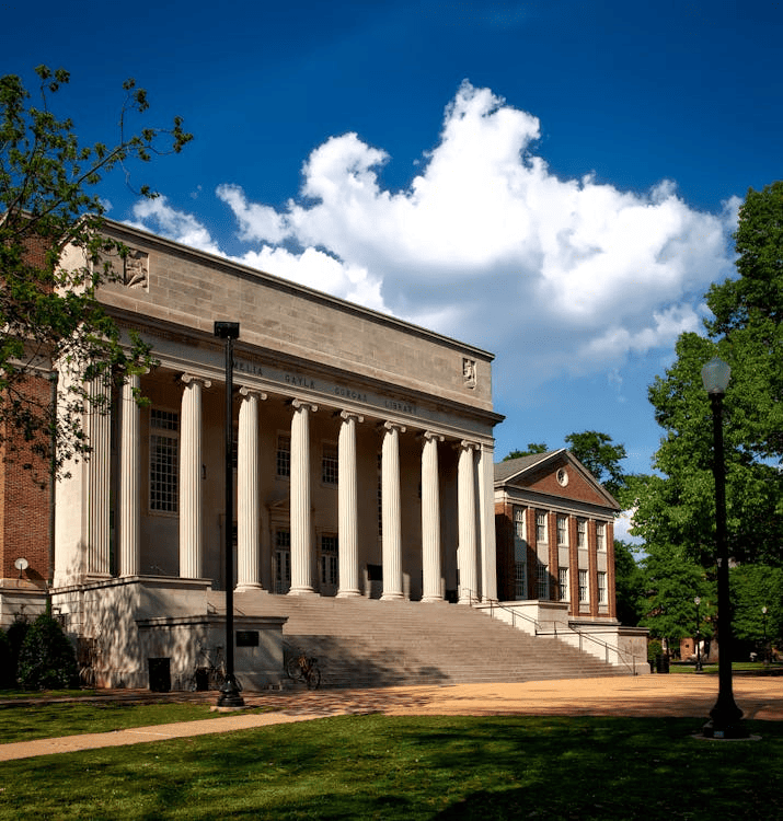 A library on a college campus. 