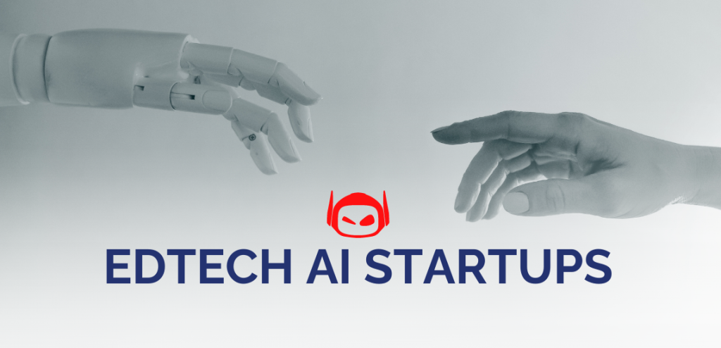 Smodin graphic of a robotic hand and a human hand reaching toward each other, with "EDTECH AI STARTUPS" and Smodin logo below.