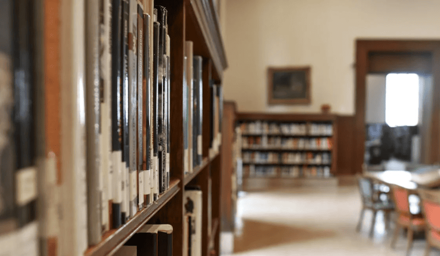 A library at a college campus. 