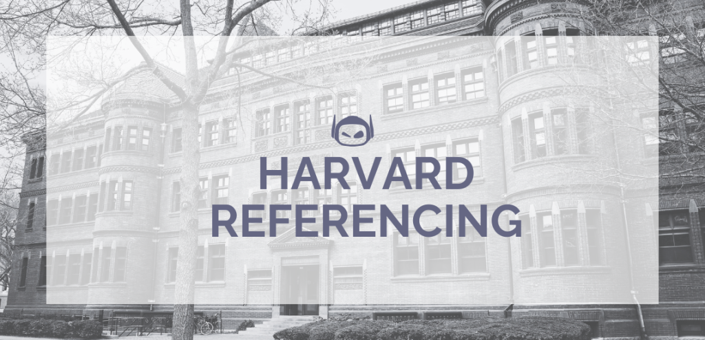 Smodin graphic of a historic university building with the text "Harvard Referencing" overlaid on a gray-tinted background.