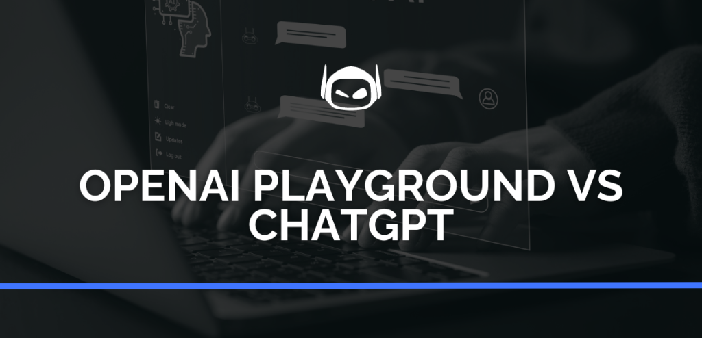 Smodin graphic of "OPENAI PLAYGROUND VS CHATGPT" with hands typing on a laptop and chat icons displayed on the screen.