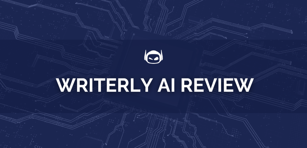 Smodin graphic of "Writerly AI Review" with a futuristic circuit board pattern in the background and a Smodin logo at the top.