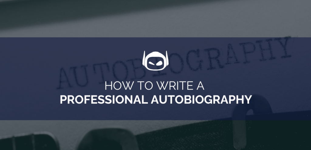 Smodin graphic of 'How to Write a Professional Autobiography,' with a blue overlay, blurred text, and a centered Smodin logo."